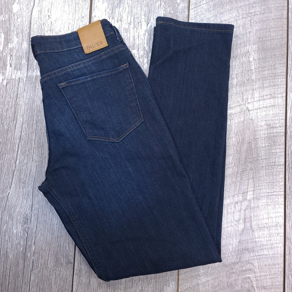 DU/ER Performance Denim Jeans Women 25x30 Dark Wash Straight Leg Indigo